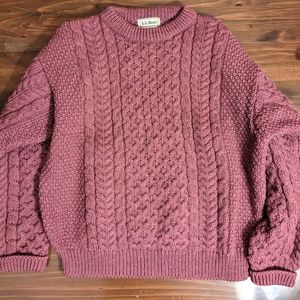 L.L. Bean Berry Irish Wool Sweater L